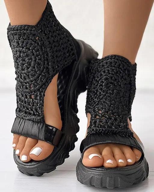 Braided Geometric Wedge Sandals - Jimi Brothers 