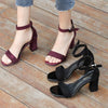 Brandy - Women&#39;s Summer Fashion Sandals Medium High Heel Buckle Strap