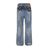 Punk Make Old Ripped Letter Denim Trousers Men