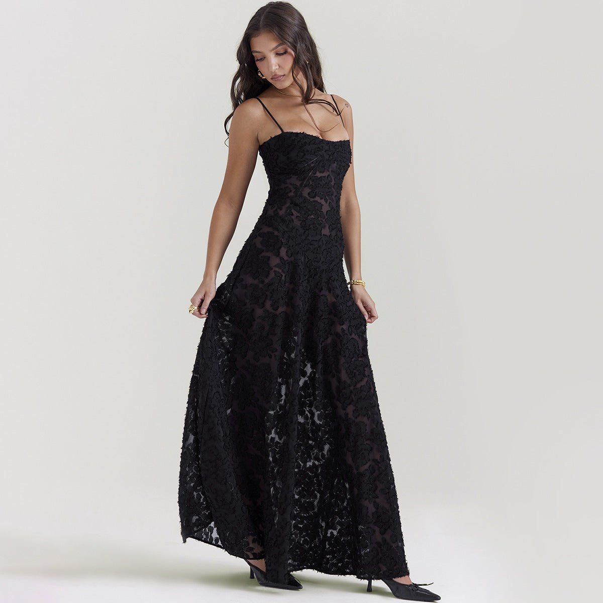 Carmen - Elegant Evening Suspender Lace Long summer Dress