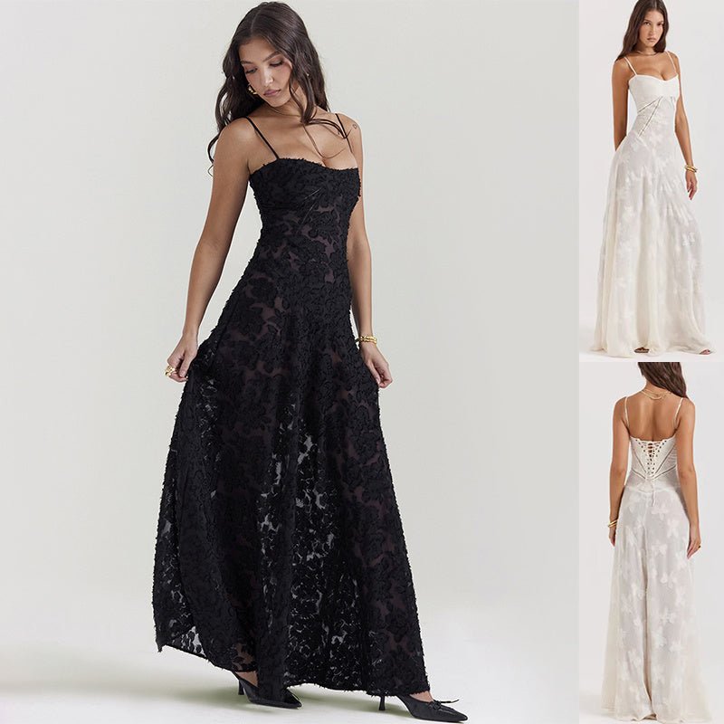 Carmen - Elegant Evening Suspender Lace Long summer Dress