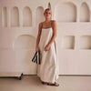 Cynthia - Long Cotton and Linen Dress Summer Fashion Contrast-color