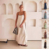 Cynthia - Long Cotton and Linen Dress Summer Fashion Contrast-color