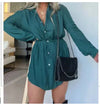 Helena - Women&#39;s Long Sleeve Jumpsuit With Button Fashion Shirt Dress