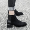 Fashionable Retro Chelsea Boot Women&#39;s Shoes with Square Heel and Pointed Toe.