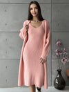 Lena - Set 2pcs Long Dress Sleeveless And Casual Loose Cardigan