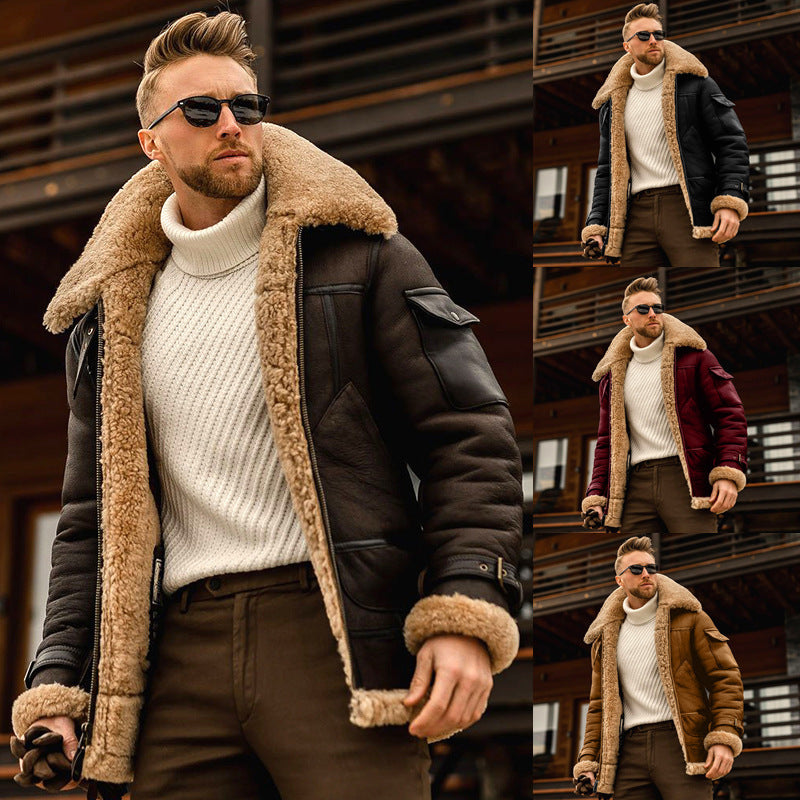 Winter warm Jacket Mens Fur Collar Coats