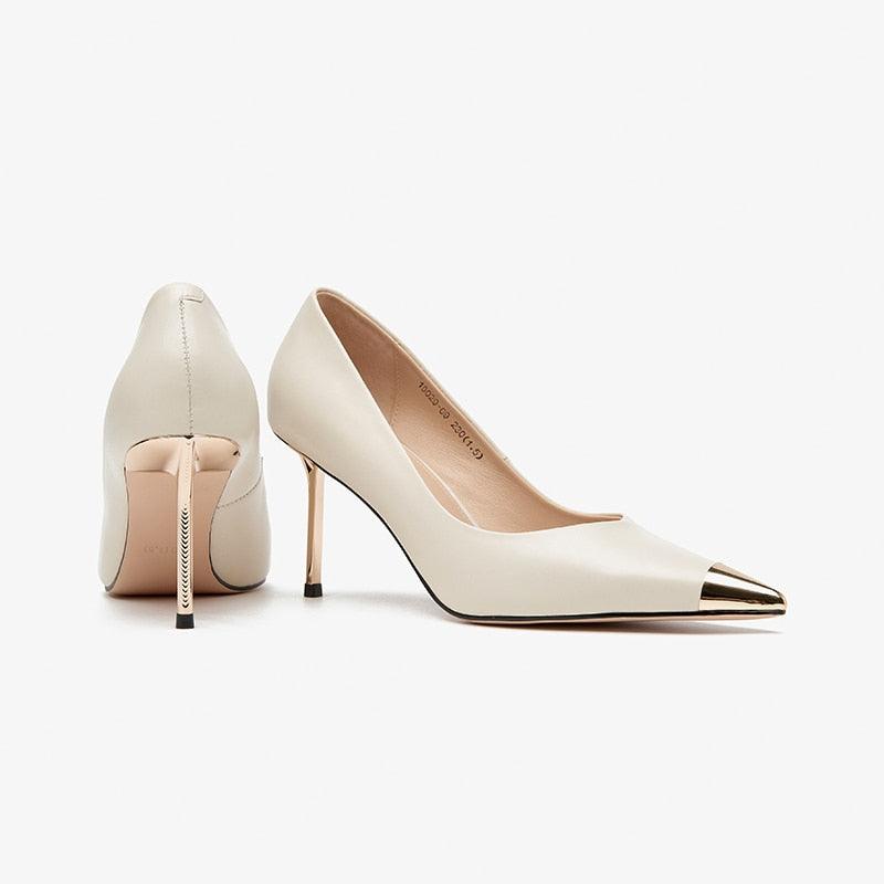 Delores - Pointed Toe Pumps in Golden Metal - Jimi Brothers 