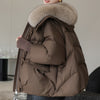 Winter Cotton-padded Jacket Women&#39;s Short Fur Collar