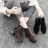 Fashionable Retro Chelsea Boot Women&#39;s Shoes with Square Heel and Pointed Toe.