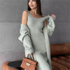 Lena - Set 2pcs Long Dress Sleeveless And Casual Loose Cardigan