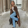 Double Breasted Lapel Shift Coat With Belt Fashion Vintage Suede Long Coat Winter Outwear Women&#39;s Clothing