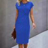 Women&#39;s Casual Tight Front Knot Round Neck Mid-length Dress