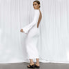 Diva - Fashion Slim Long-sleeved Ruffled Long Dress Sexy Hip-wrapped Back-less Knitted Maxi Dresses.