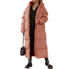 Hooded Solid Color Long Casual Zip Coat