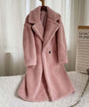 Long Lapel Lamb Fleece Warm Faux Fur Coat With Pockets for Winter