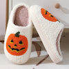 Pantoufles de dessin animé citrouille Halloween chaussons chauds d&#39;hiver hommes et femmes couples chaussures d&#39;intérieur maison