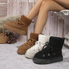 Fashion Lace-up Short Snow Casual Warm Boots Winter Flat Thick-soled