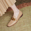 Flat Shoes With Square Toe Metal Buckle