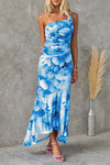 Fleur - Flowers Print One-shoulder Dress Summer