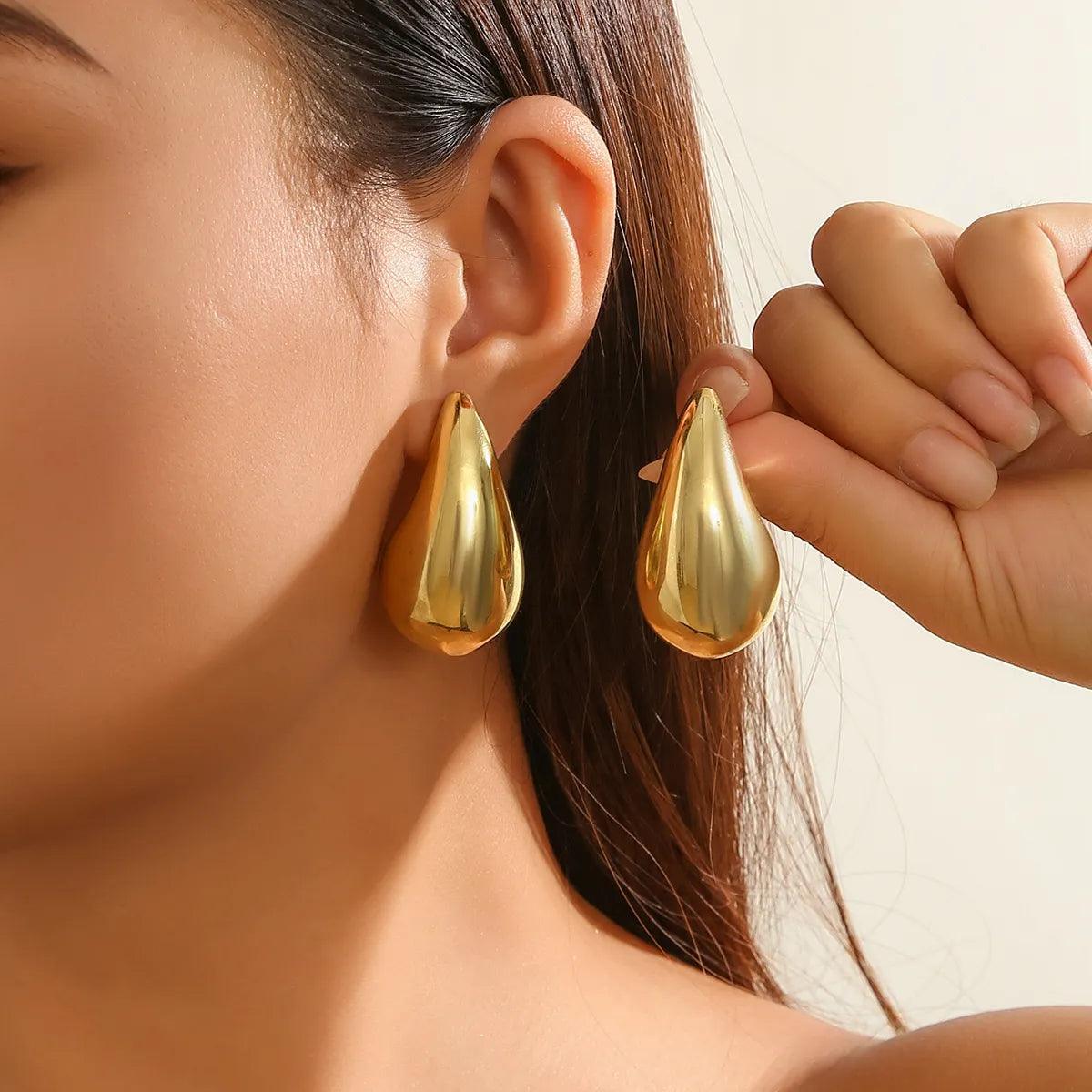 Fringe - Exaggerated Large Water Drop Metal Earrings - Jimi Brothers 