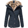 Fur collar slim-fit coat