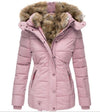 Fur collar slim-fit coat