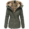 Fur collar slim-fit coat