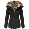 Fur collar slim-fit coat