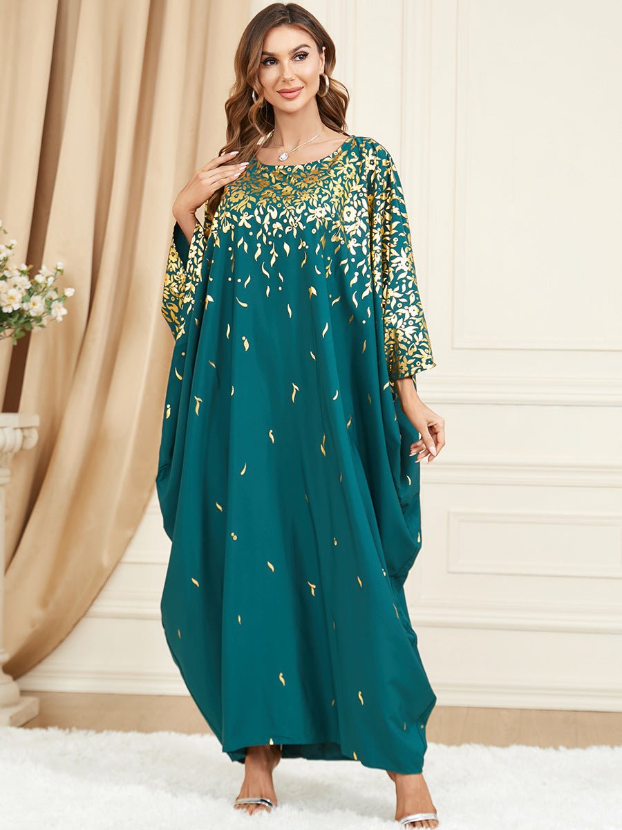 Green Batwing Sleeve Plus Size Dress