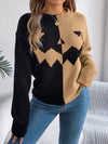 Halloween Contrast-color Pullover Sweater Fashion Long Sleeve Knitted Tops For Womens Clothing