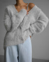 Loose V-neck Button Cardigan Fall Winter Fashion Single Breasted Knitted Sweater Top Women&#39;s Clothing