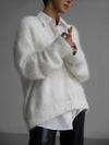 Loose V-neck Button Cardigan Fall Winter Fashion Single Breasted Knitted Sweater Top Women&#39;s Clothing