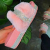 Luxury Designer Women Fur Rhinestone Slippers - Jimi Brothers 