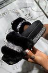 Luxury Designer Women Fur Rhinestone Slippers - Jimi Brothers 