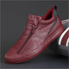 Men&#39;s Microfiber Leather Vulcanized Shoes Double Zipper