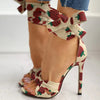 Nanas - Ankle Strap Heeled Sandals Fashion Printed