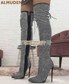 Over-the-knee Sparkling High Boots - Jimi Brothers 