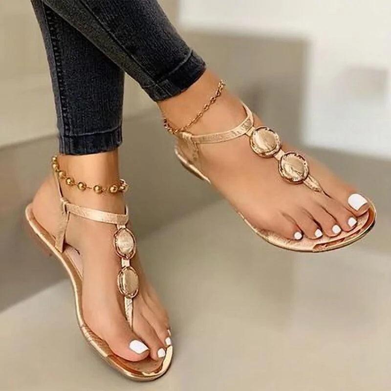 Precise: Gladiator Women's Buckle Flats Sandals - Jimi Brothers 