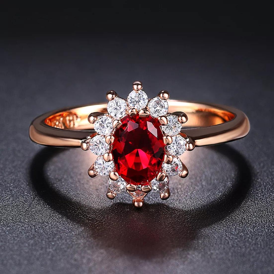 Princess Diana - Classic Red Crystal Bridal and wedding Rings for Women. - Jimi Brothers 