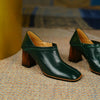 QUTAA 2022 Square Toe Square High Heels High Quality Genuine Leather Female Shoes Spring Autumn Dress Women Pumps Size 34-39 - Jimi Brothers 