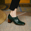 QUTAA 2022 Square Toe Square High Heels High Quality Genuine Leather Female Shoes Spring Autumn Dress Women Pumps Size 34-39 - Jimi Brothers 