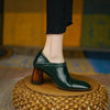 QUTAA 2022 Square Toe Square High Heels High Quality Genuine Leather Female Shoes Spring Autumn Dress Women Pumps Size 34-39 - Jimi Brothers 