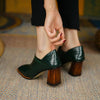 QUTAA 2022 Square Toe Square High Heels High Quality Genuine Leather Female Shoes Spring Autumn Dress Women Pumps Size 34-39 - Jimi Brothers 
