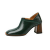 QUTAA 2022 Square Toe Square High Heels High Quality Genuine Leather Female Shoes Spring Autumn Dress Women Pumps Size 34-39 - Jimi Brothers 