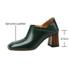 QUTAA 2022 Square Toe Square High Heels High Quality Genuine Leather Female Shoes Spring Autumn Dress Women Pumps Size 34-39 - Jimi Brothers 