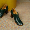 QUTAA 2022 Square Toe Square High Heels High Quality Genuine Leather Female Shoes Spring Autumn Dress Women Pumps Size 34-39 - Jimi Brothers 