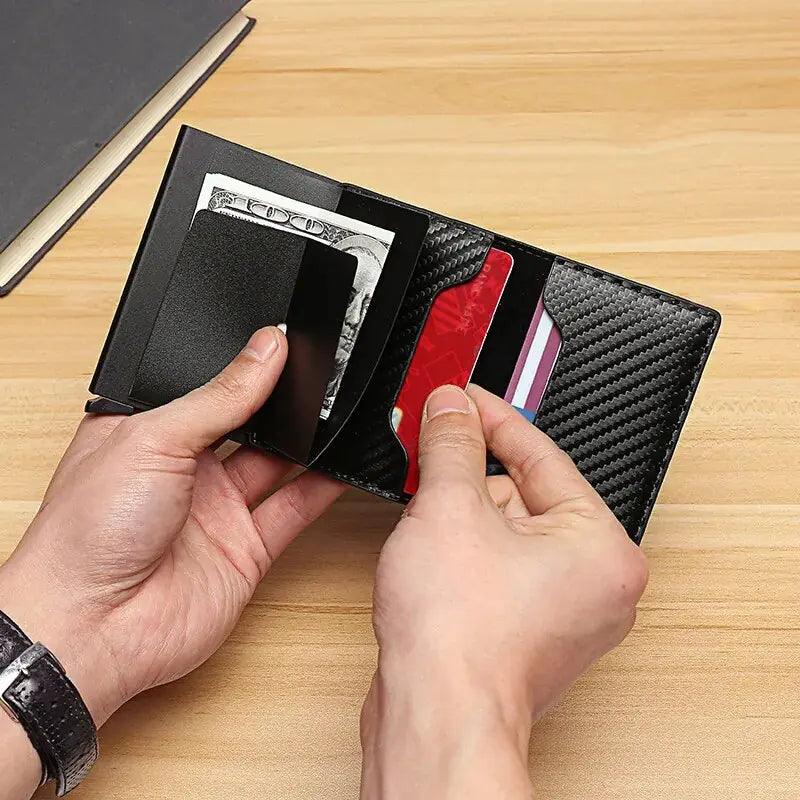 RFID Black Magic Trifold Leather Slim Mini Wallet - Jimi Brothers 