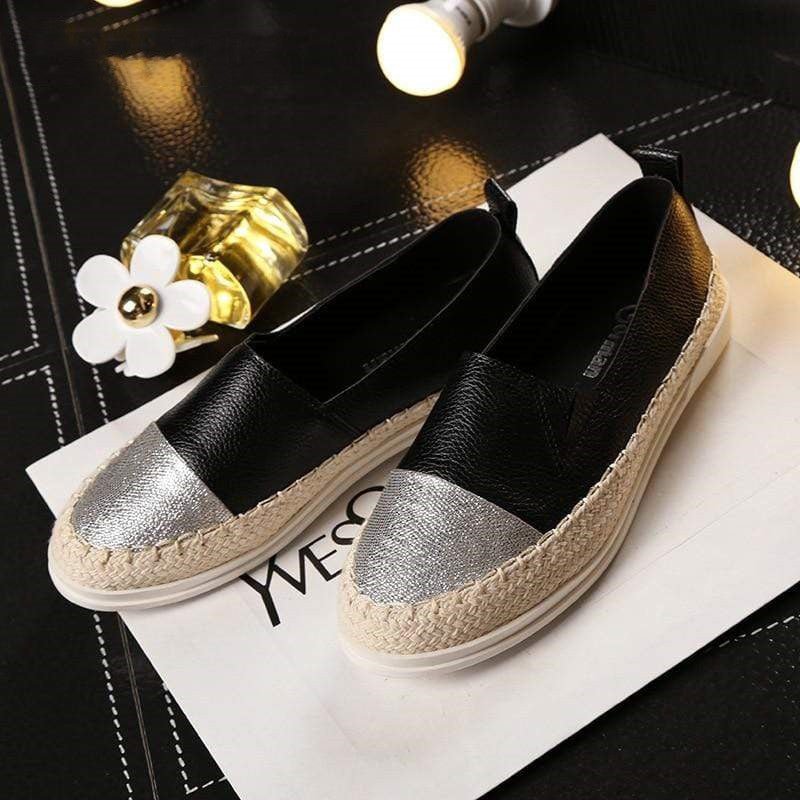 Round Toe Low-heel Color-blocking Flat Loafers, Slip-on Loafers