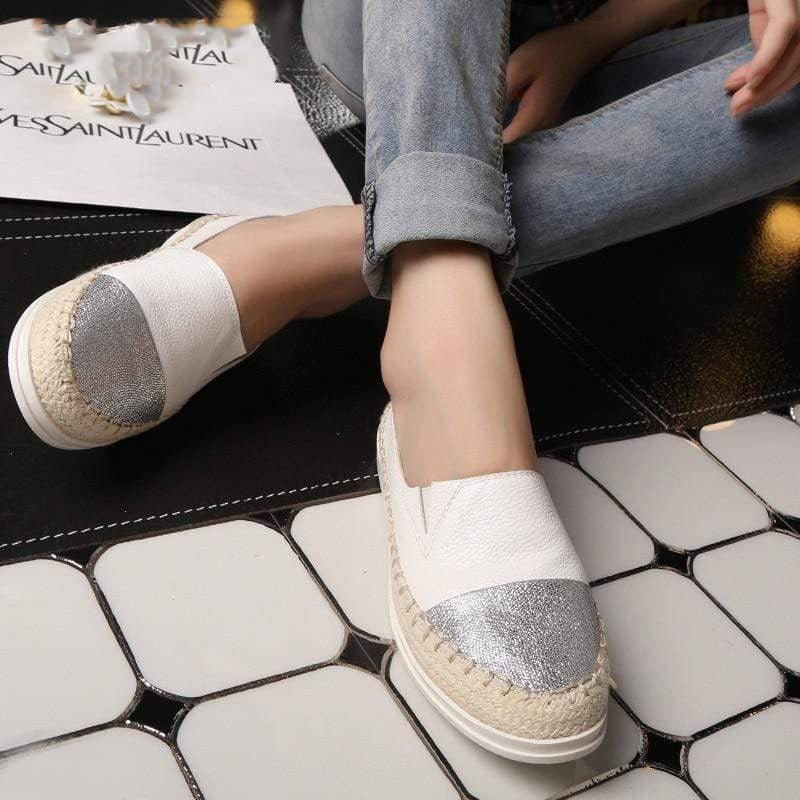 Round Toe Low-heel Color-blocking Flat Loafers, Slip-on Loafers